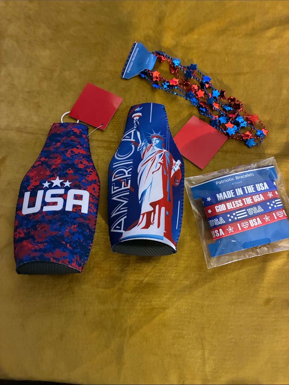 Patriotic USA Neoprene Bottle Cooler - Blue Red